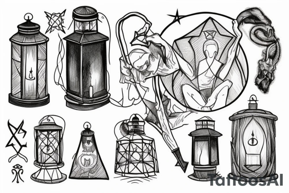Hermit holding a lantern with a touch of occult tattoo idea