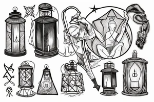 Hermit holding a lantern with a touch of occult tattoo idea