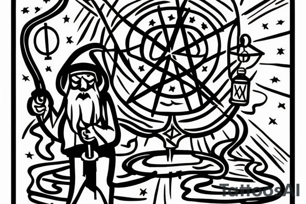 Hermit holding a lantern with a touch of occult tattoo idea