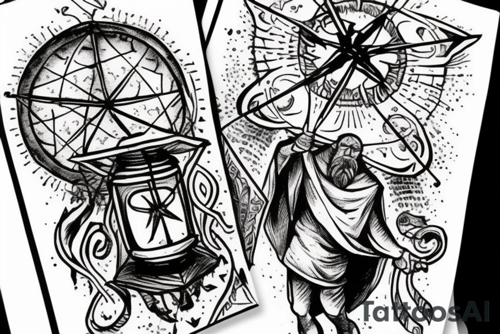 Hermit holding a lantern with a touch of occult tattoo idea Hermit holding a lantern with a touch of occult tattoo idea