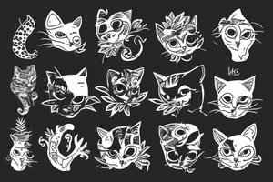 a scary cat with plants tattoo idea