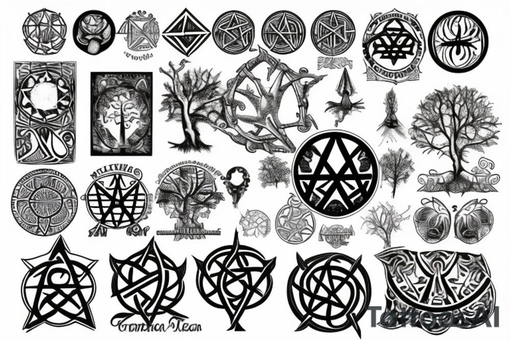 pentacle with tree of life tattoo idea