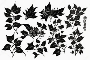 Herbarium with creepers, poison ivy and flowers tattoo idea