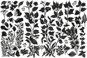 Herbarium with creepers, poison ivy and flowers tattoo idea
