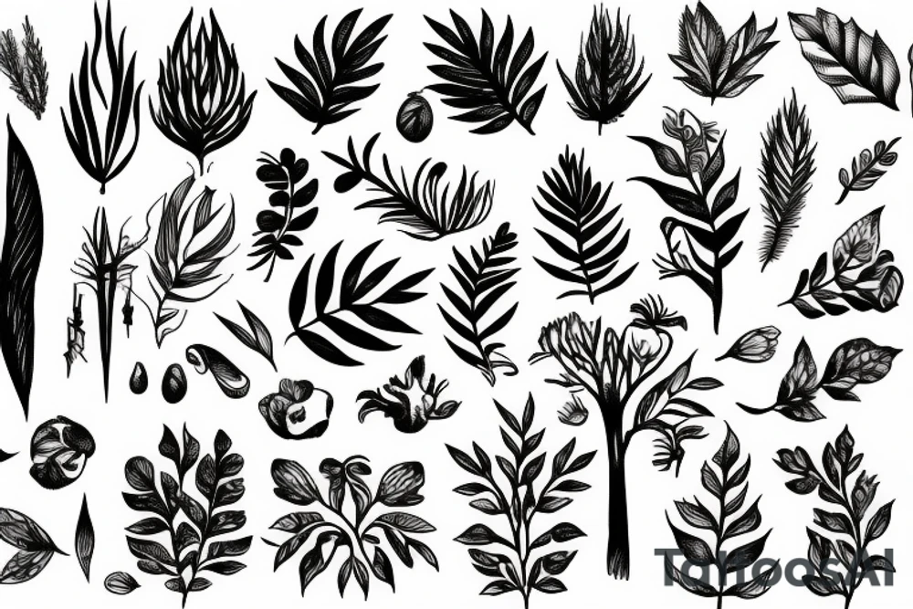 Vegetation ornament tattoo idea