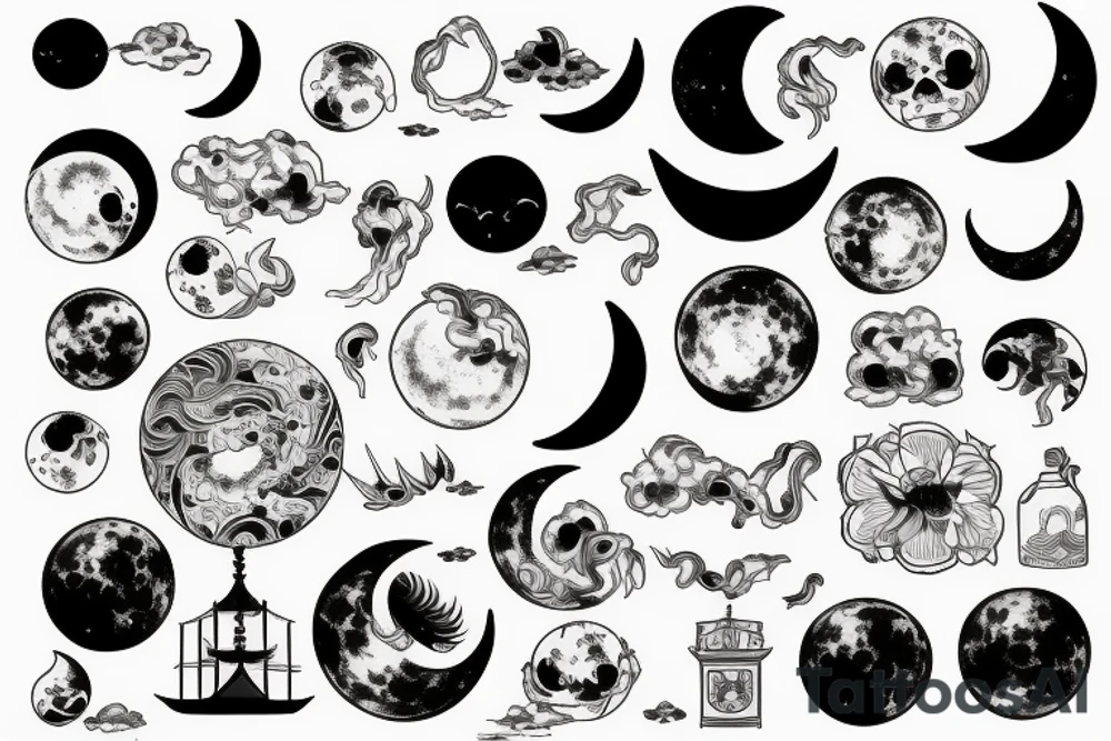 Japanese moon tattoo idea