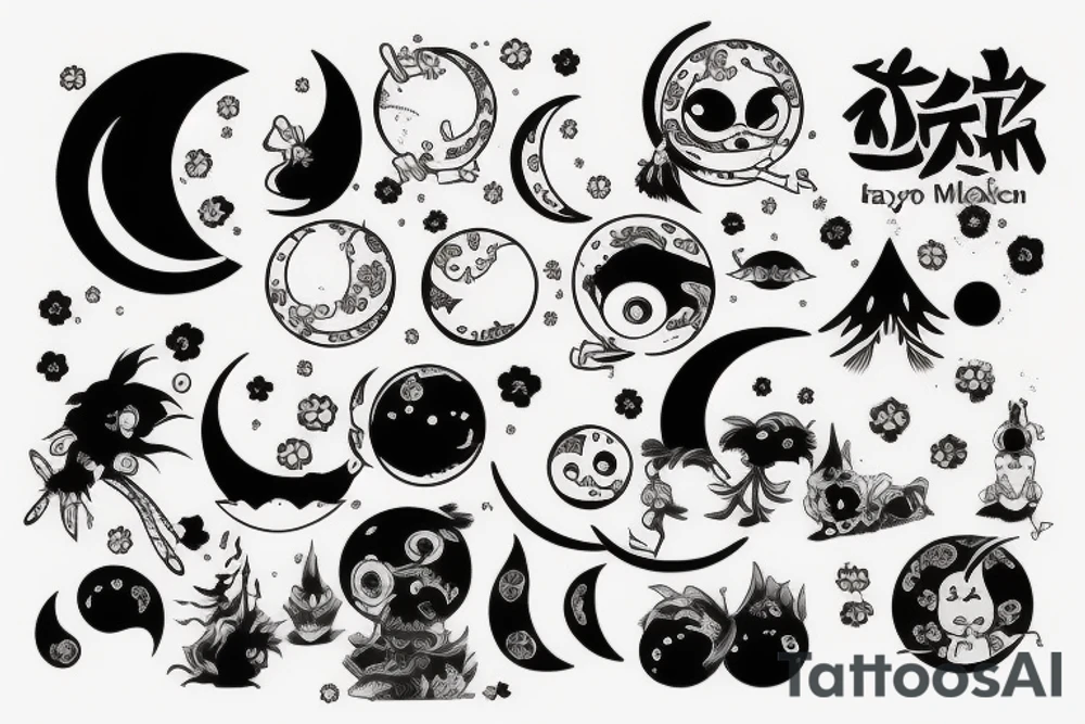 Japanese moon tattoo idea