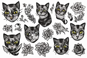 cat with flowers inside tattoo idea