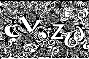 The letter W surrounded by the letters K C G Z Z R tattoo idea