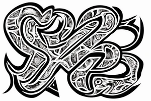 The letter W surrounded by the letters K C G Z Z R tattoo idea