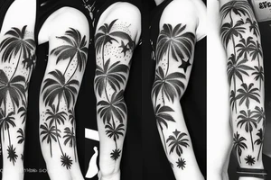 Palm tree with stars and astronomy tattoo idea