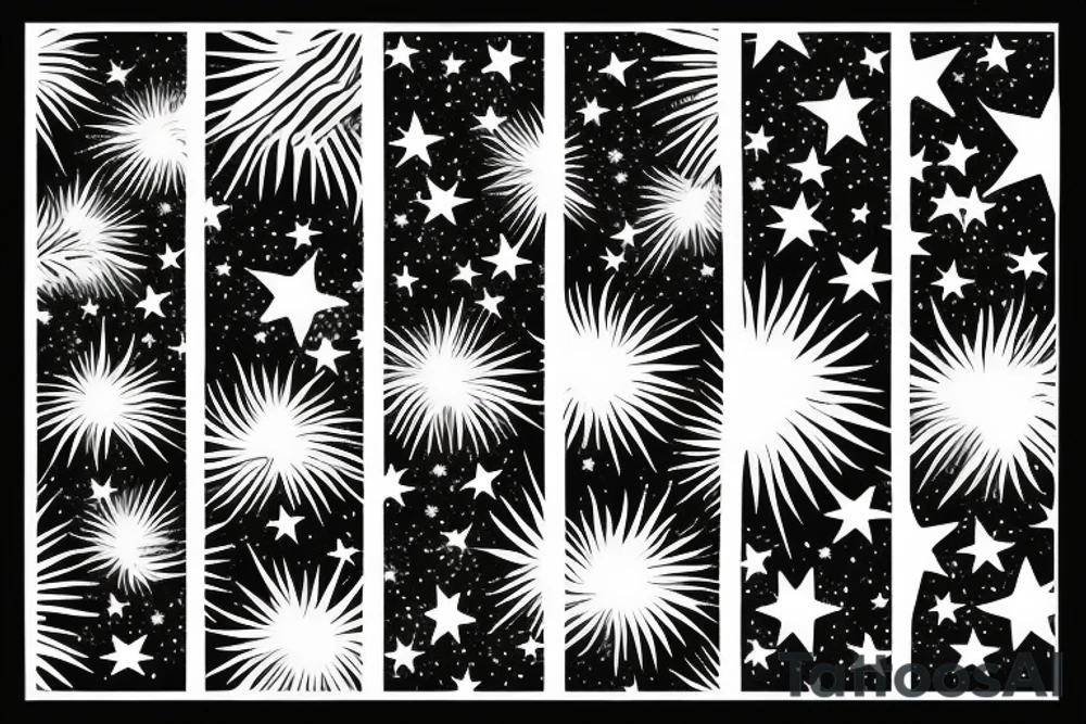 Palm tree with stars and astronomy tattoo idea