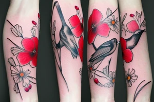 humming bird, poppy, apple blossom, cherry blossom, daisy tattoo idea