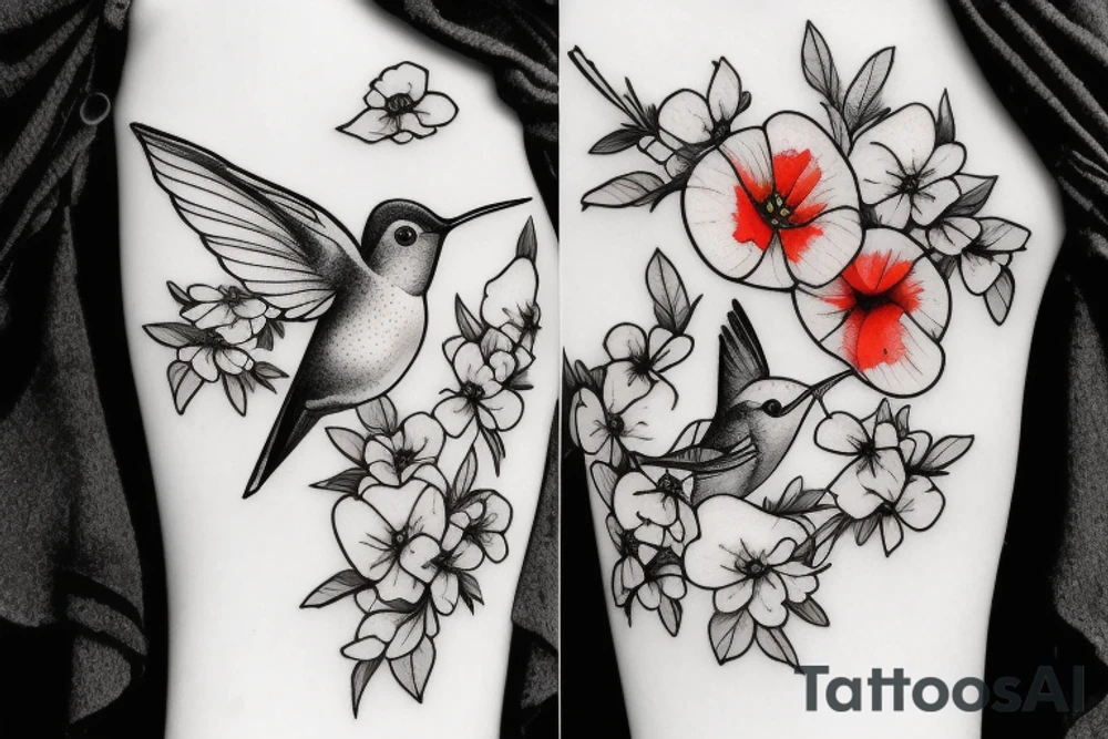 humming bird, poppy, apple blossom, cherry blossom, daisy tattoo idea
