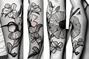 humming bird, poppy, apple blossom, cherry blossom, daisy tattoo idea