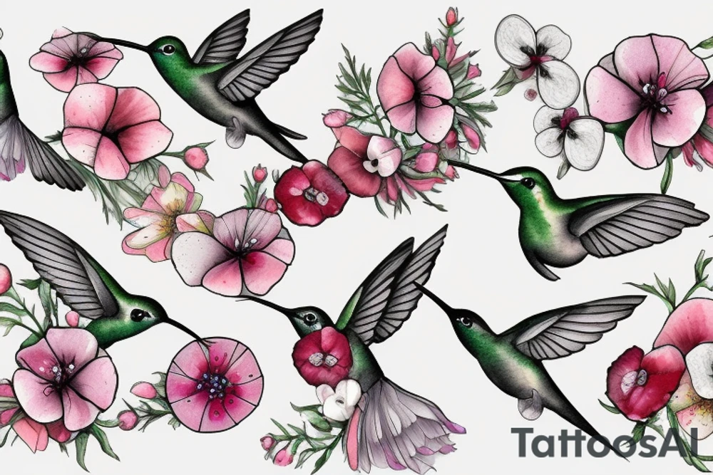 humming bird, poppy, apple blossom, cherry blossom, daisy tattoo idea