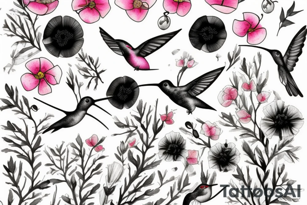 humming bird, poppy, apple blossom, cherry blossom, daisy tattoo idea