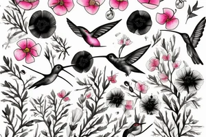 humming bird, poppy, apple blossom, cherry blossom, daisy tattoo idea