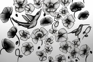humming bird, poppy, apple blossom, cherry blossom, daisy tattoo idea
