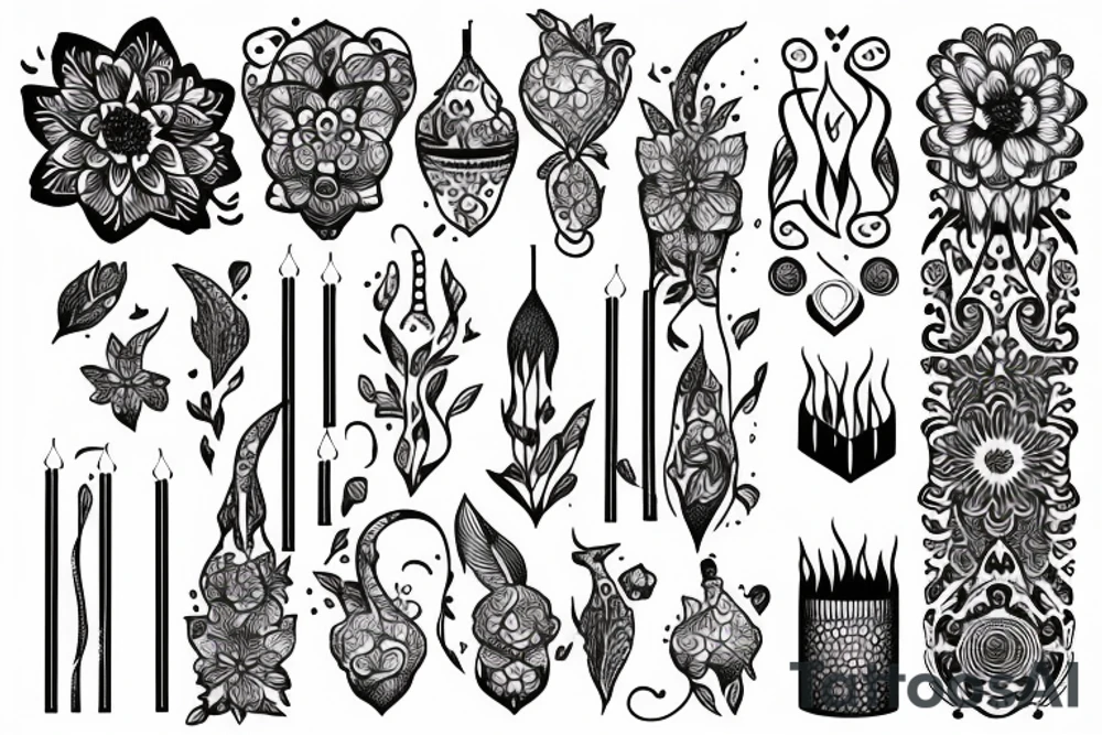 thin, long candle tattoo idea