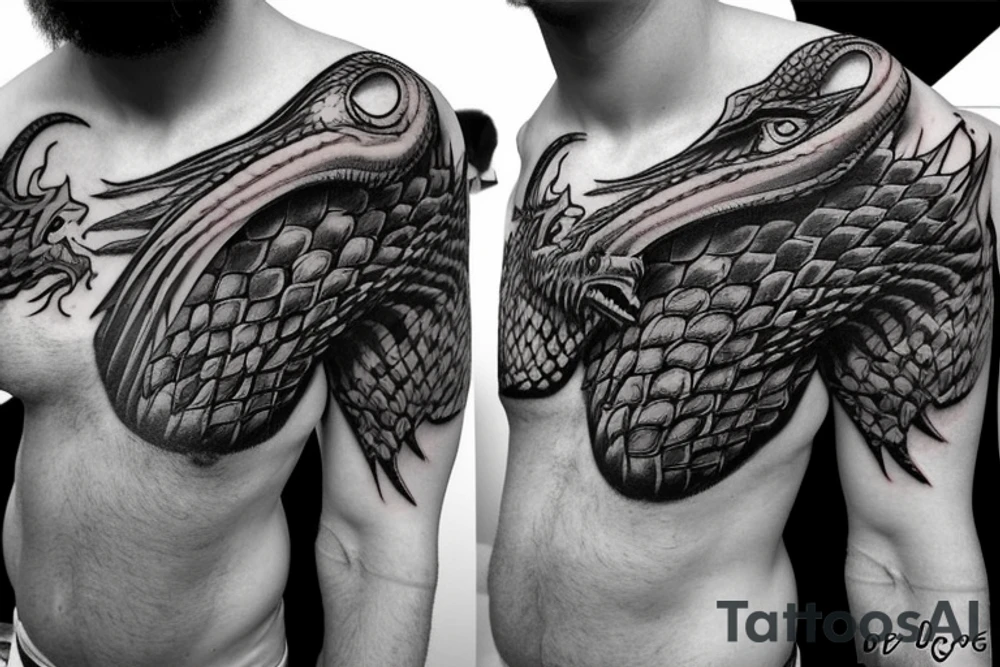 3 game of thrones dragons accross the chest into a sleeve tattoo idea