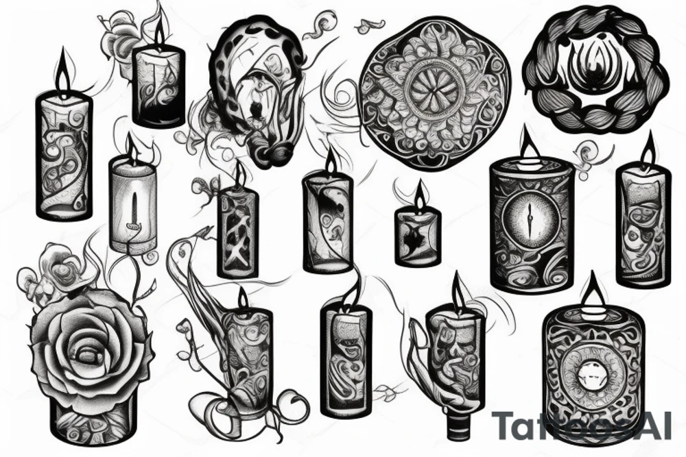 candle inside candlestick tattoo idea