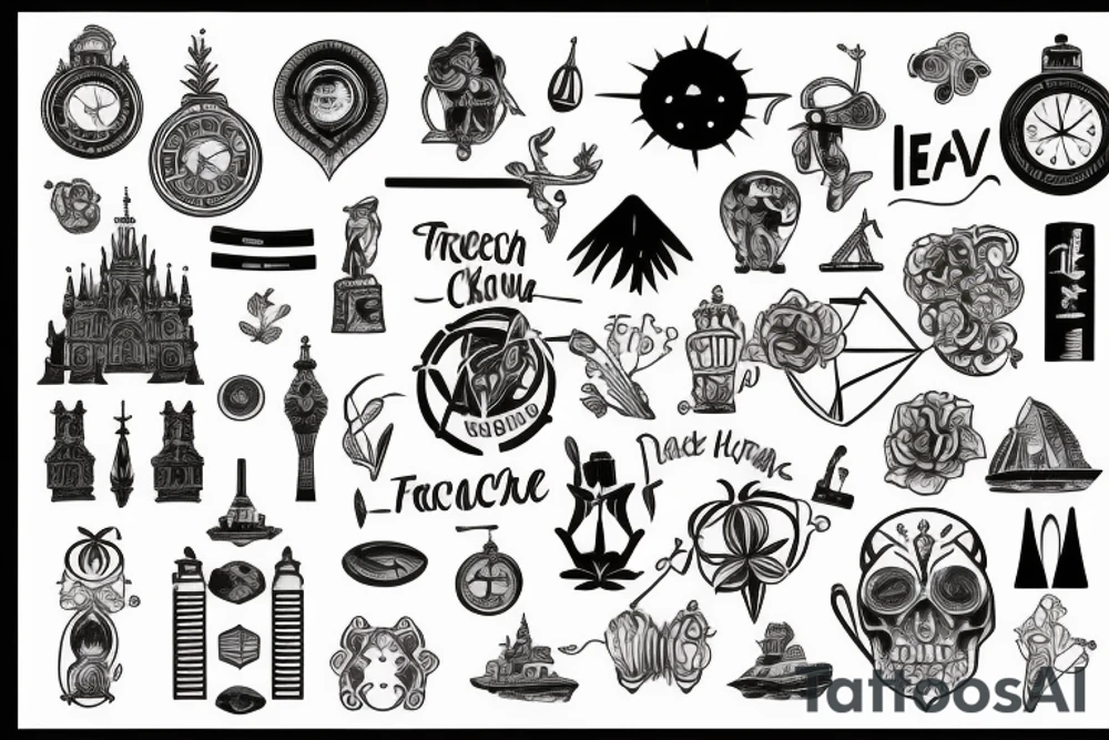 make a tattoo that signifies your trip with your friends to countries that were Czech Republic, Netherlands, Germany, Spain tattoo idea