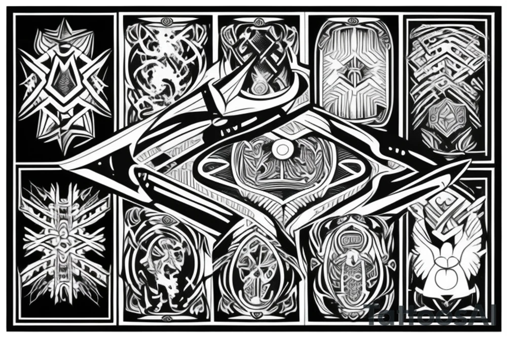 Shield on the back tattoo idea