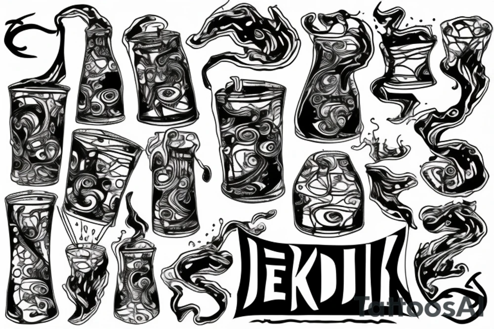 Jekylls broken beaker of liquid spilling everywhere tattoo idea