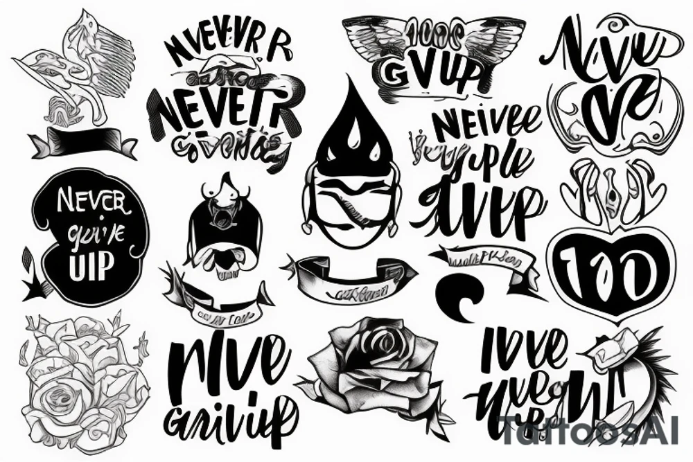 never give up tattoo idea