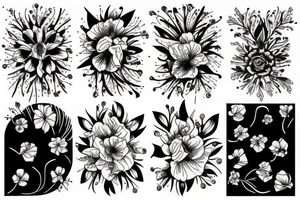 Beautiful, depressed, floral, black, red, abstract tattoo idea