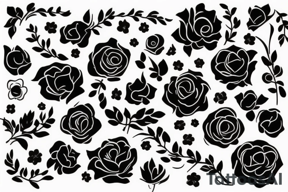 Beautiful, depressed, floral, black, red, trash polka tattoo idea