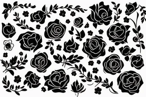 Beautiful, depressed, floral, black, red, trash polka tattoo idea