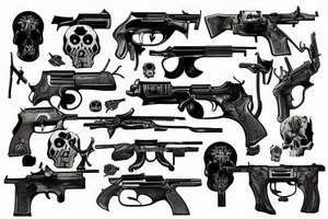 Guns, war, skulls, warriors tattoo idea