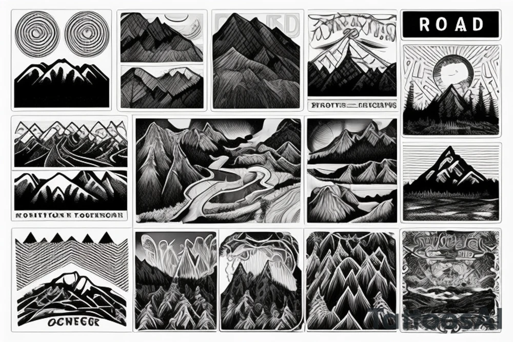 Road trip through the mountains tattoo idea