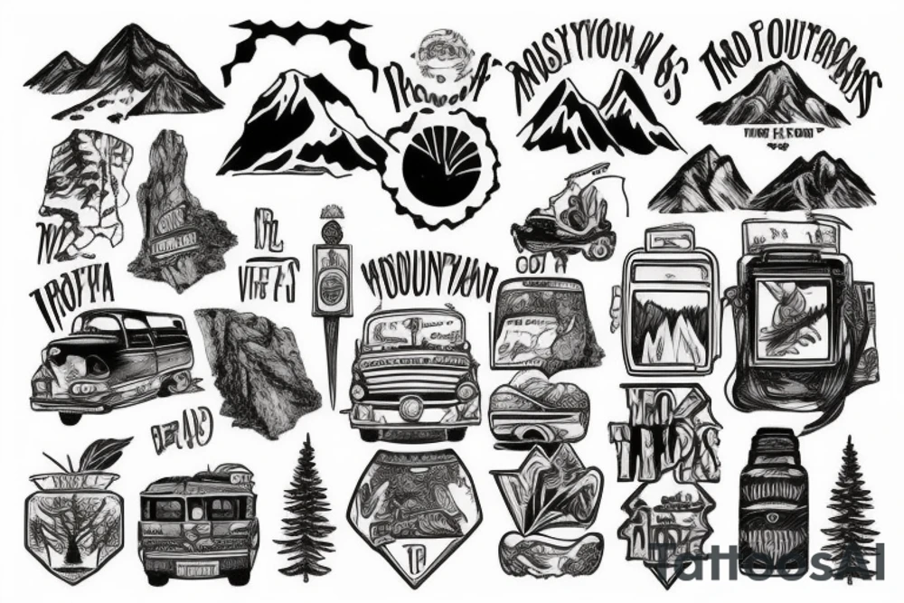 Road trip through the mountains tattoo idea