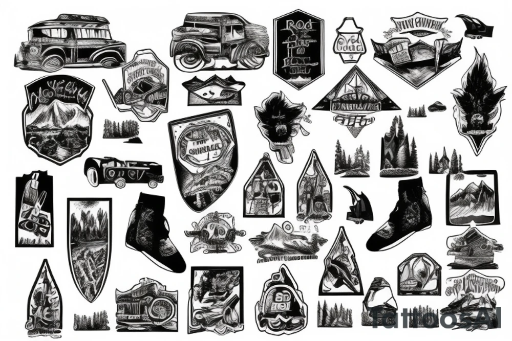 Road trip through the mountains tattoo idea
