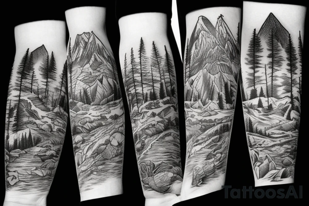 Road trip through the mountains tattoo idea