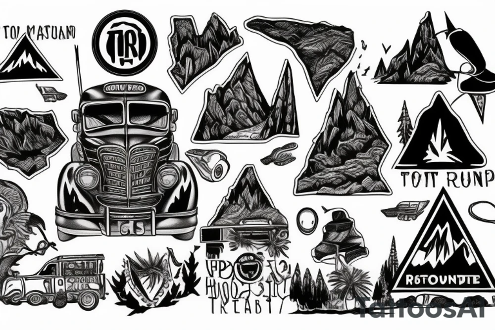 Road trip through the mountains tattoo idea