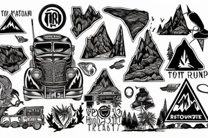 Road trip through the mountains tattoo idea