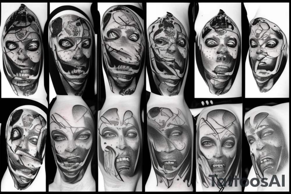 God face in pieces tattoo idea
