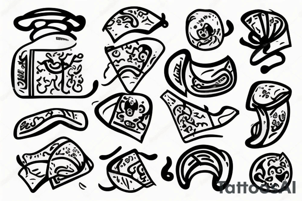 A chinese fortune cookie with a paper sticking out tattoo idea
