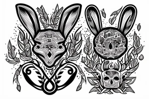 rabbit skull with bunny ears tattoo idea
