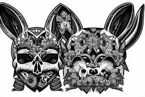 rabbit skull with bunny ears tattoo idea
