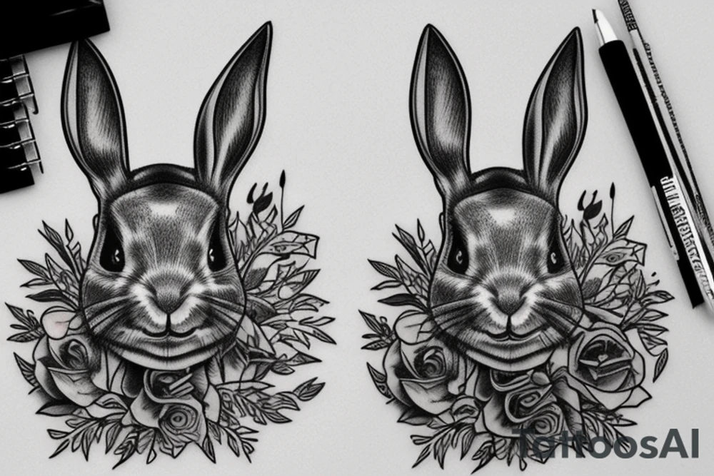 rabbit skull tattoo idea