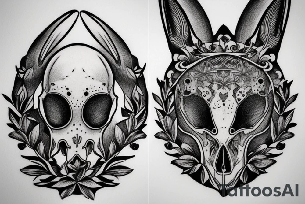 rabbit skull tattoo idea