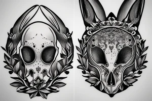 rabbit skull tattoo idea