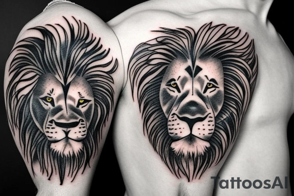 Male lion and cub tattoo idea