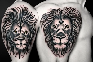 Male lion and cub tattoo idea