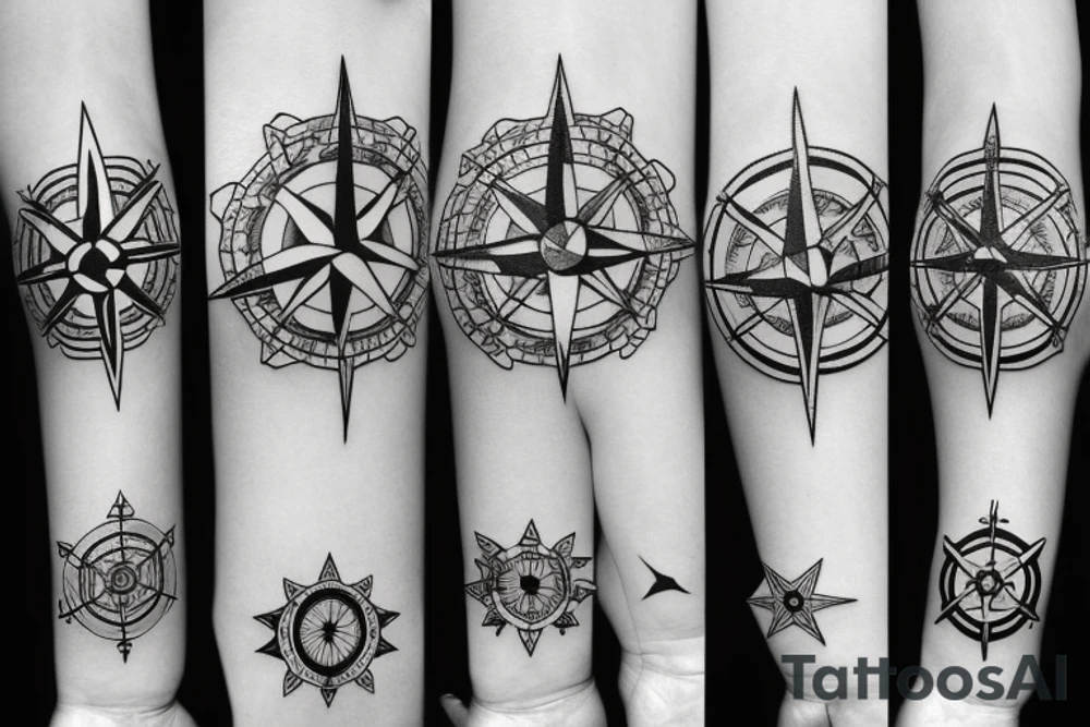 diamond compass rose tattoo idea